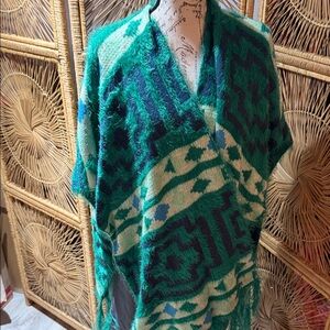 We The Free Teal and Navy Geometric Sweater